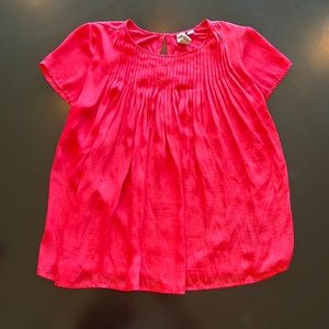 Raspberry-pink pleated flowing blouse, size XS